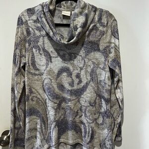 🛍️ Chico's Gray and lavender with soakle Cowl Neck Sweater